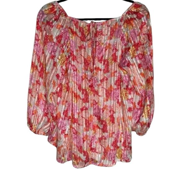 Floral Off the Shoulder Stretchy Lightweight Cottagecore Vacation Beach Top M - Picture 2 of 11